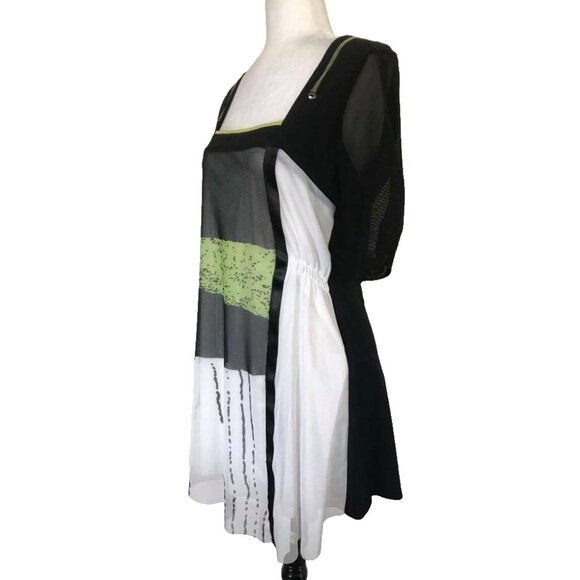 DOLCEZZA Art to Wear Tunic Dress Front Mesh Overlay and Sleeves Size Small? - Picture 4 of 7